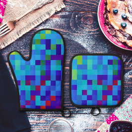 8-bitars Pixel Mönster Abstrakt Coola Geeky Blue R
