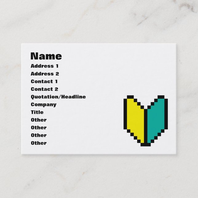 8-bitars Pixel Wakaba/Shoshinsha Mark Visitkort (Framsida)