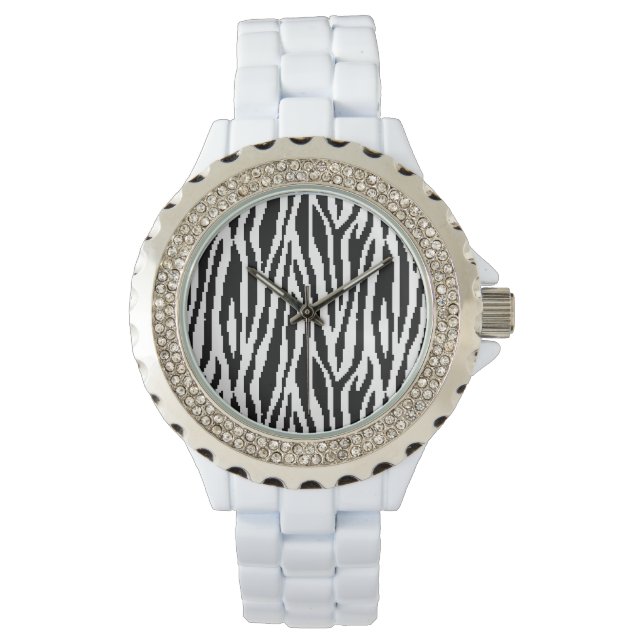 8-bitars Pixel Zebra tryck Design Mönster Armbandsur (Framsida)