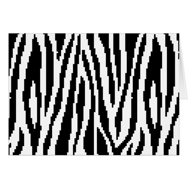 8-bitars Pixel Zebra tryck Design Mönster Hälsningskort (Framsidan Horizontal)