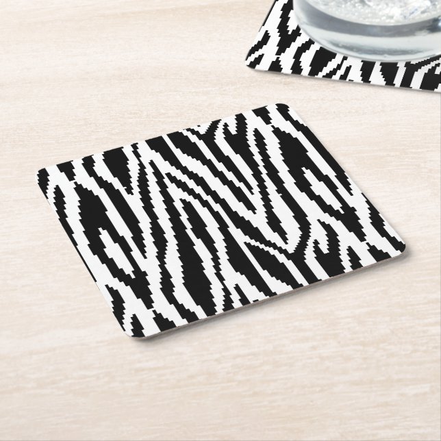 8-bitars Pixel Zebra tryck Design Mönster Underlägg Papper Kvadrat (Vinklad)