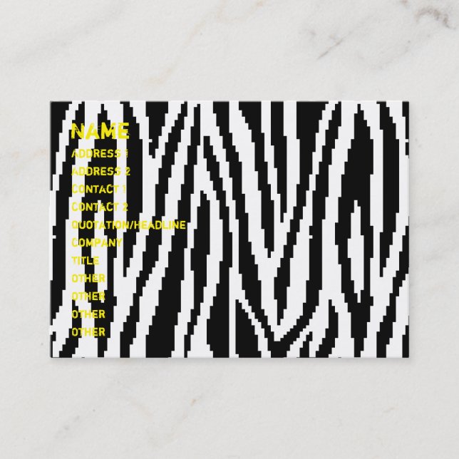 8-bitars Pixel Zebra tryck Design Mönster Visitkort (Framsida)