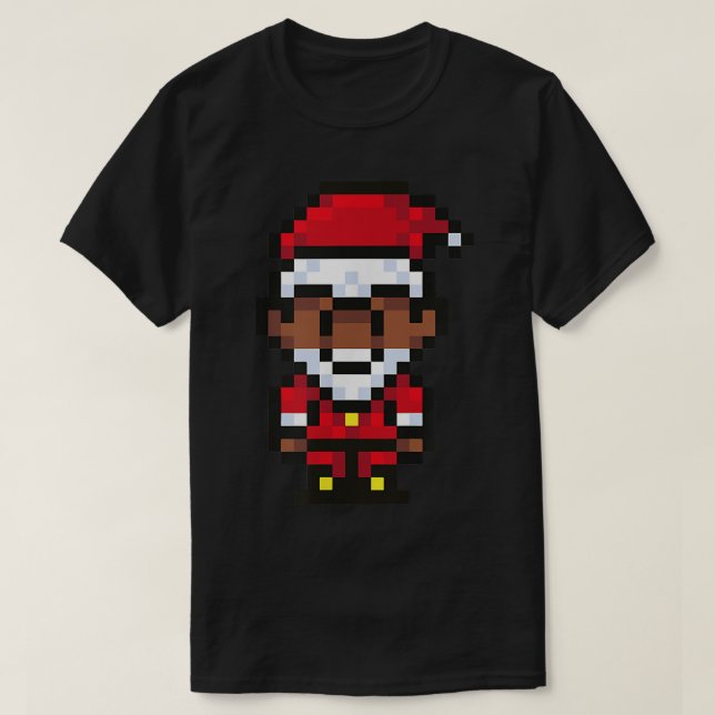 8-bitars PIXELATED Jultomten Piel-julkort T Shirt (Design framsida)