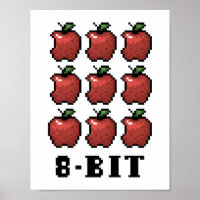 8-bitars pixelgraxelutskrift för äpplen