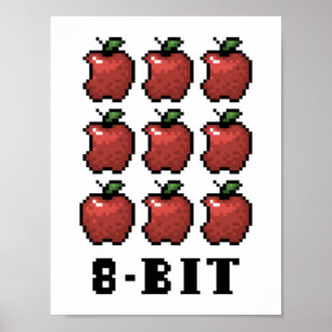 8-bitars pixelgraxelutskrift för äpplen poster