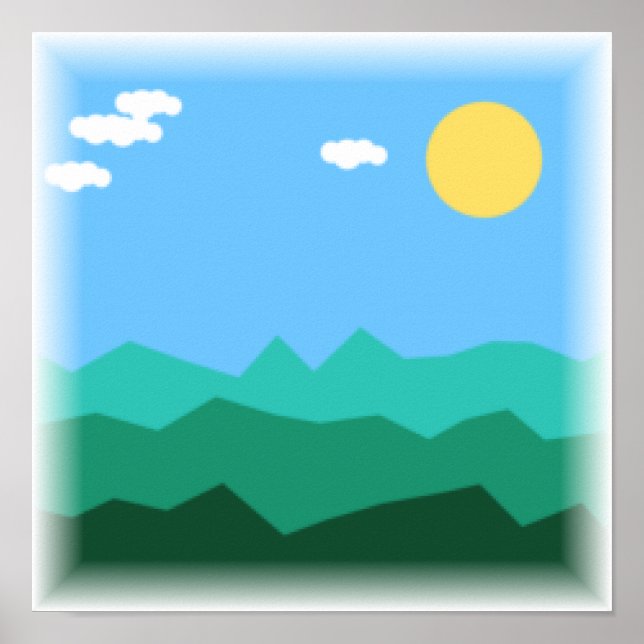 8-bitars plattformslandskap - Pixel Art-utskrift Poster (Framsidan)