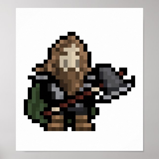 8-bitars Poster med Dwarf Pixel Art (Framsidan)