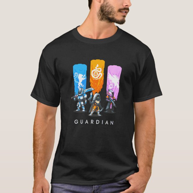 8-bitars Retro Guardian Tee Hunter Titan Warlock (Framsida)