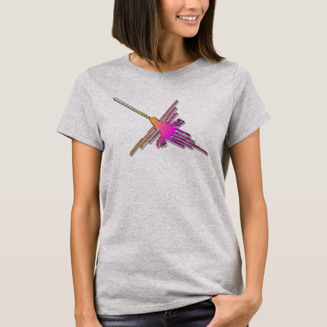 8-bitars retro-videospel Nazca Linjer Hummingbird T Shirt (Framsida)