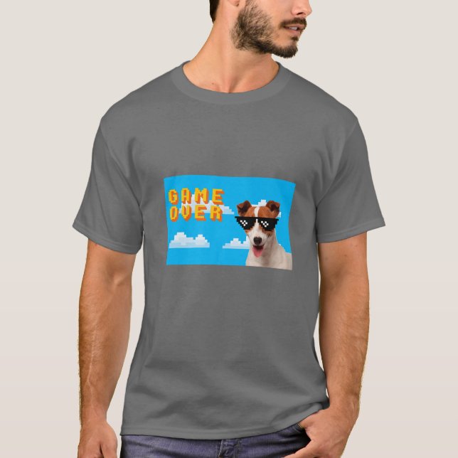 8-bitars spel över Jack Russell T Shirt (Framsida)