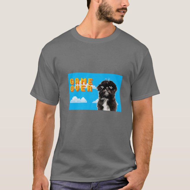 8-bitars spel över Lhasa Apso T Shirt (Framsida)
