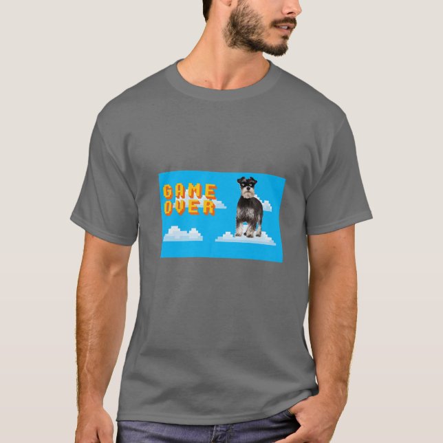 8-bitars spel över Miniature Schnauzer 2 T Shirt (Framsida)