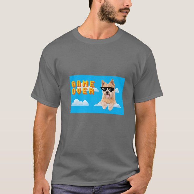 8-bitars spel över norwich-terrier t shirt (Framsida)