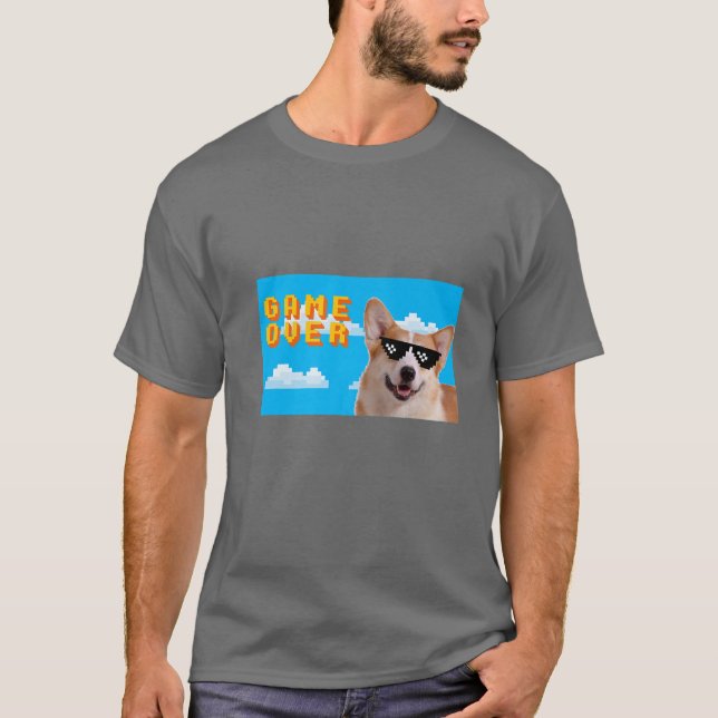 8-bitars spel över Pembroke Welsh Corgi T Shirt (Framsida)