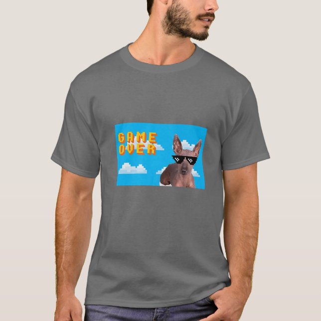 8-bitars spel över Xoloitzcuintli T Shirt (Framsida)