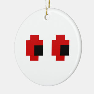 8-bitars Spooky Red Öga Julgransprydnad Keramik