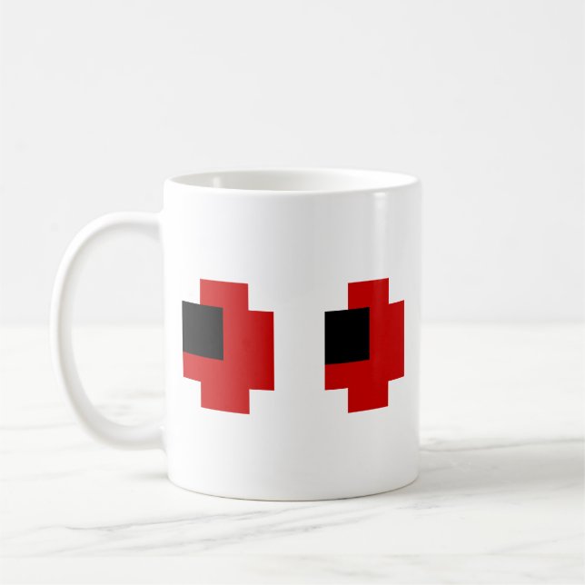 8-bitars Spooky Red Öga Kaffemugg (Vänster)