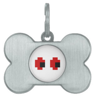 8-bitars Spooky Red Öga Namnbricka Husdjur