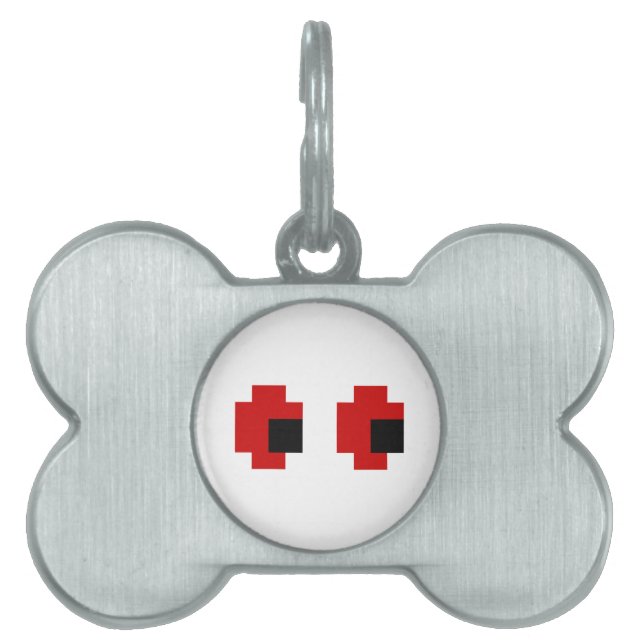 8-bitars Spooky Red Öga Namnbricka Husdjur (Framsidan)