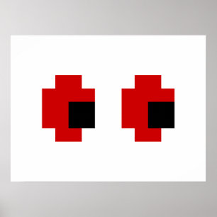 8-bitars Spooky Red Öga Poster