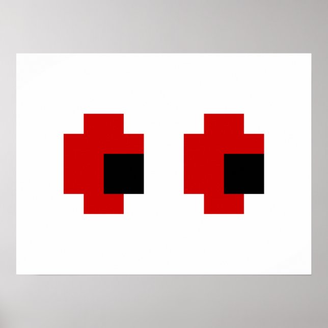 8-bitars Spooky Red Öga Poster (Framsidan)