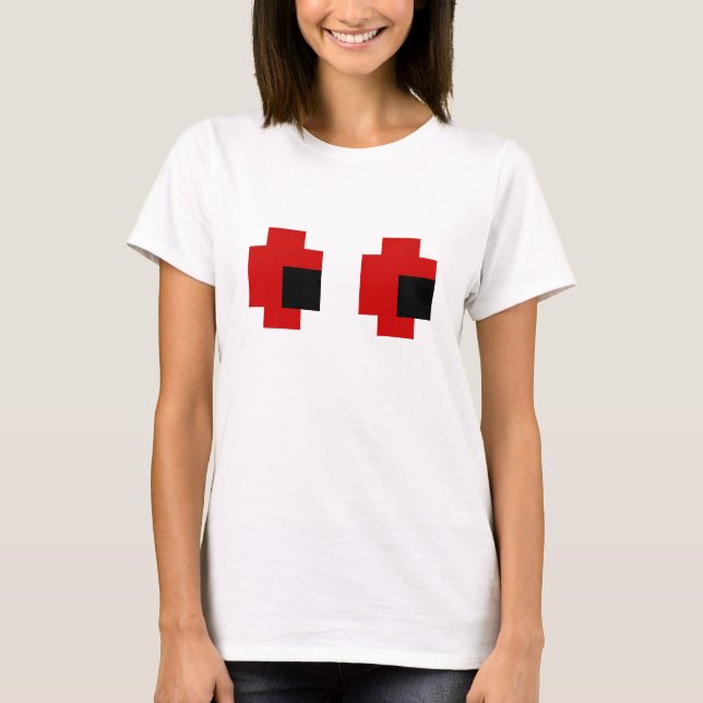 8-bitars Spooky Red Öga Tee Shirt (Framsida)