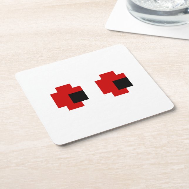 8-bitars Spooky Red Öga Underlägg Papper Kvadrat (Vinklad)