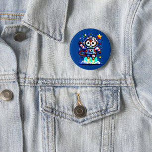 8-bitars Uggla Astronaut - Retro Pixel Space Explo Knapp