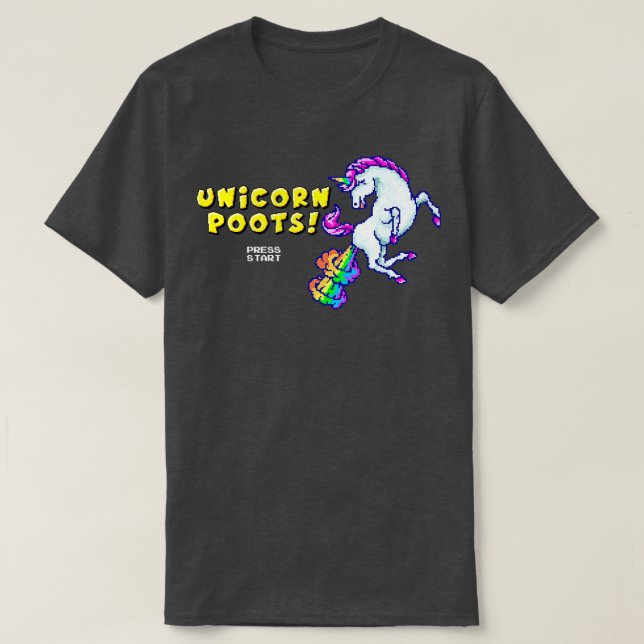 8-bitars Unicorn Poots T Shirt (Design framsida)