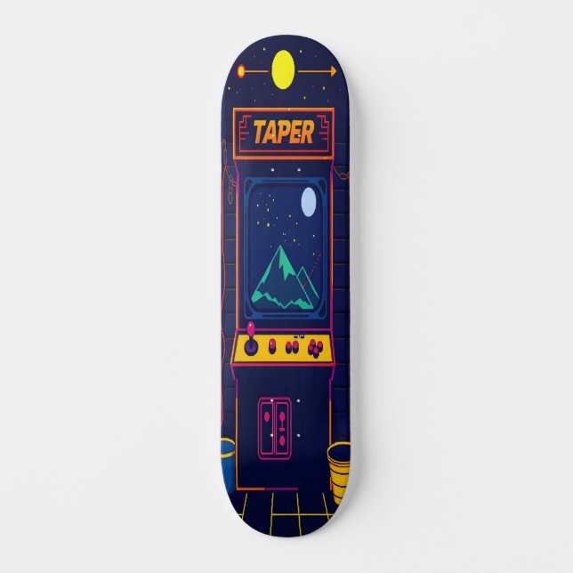8-bitars version 4 mini skateboard bräda 18,5 cm (Framsida)