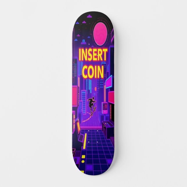 8-bitars version 5 mini skateboard bräda 18,5 cm (Framsida)