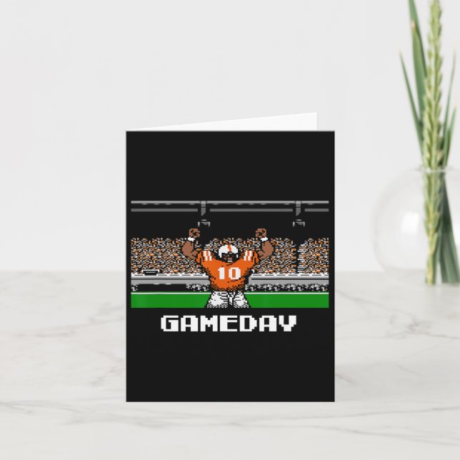 8-bitars videospel för orange och vitt fotboll kort (Framsida)