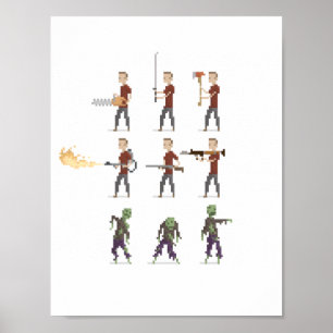 8-bitars Zombie Apocalypse Pixel Art Poster