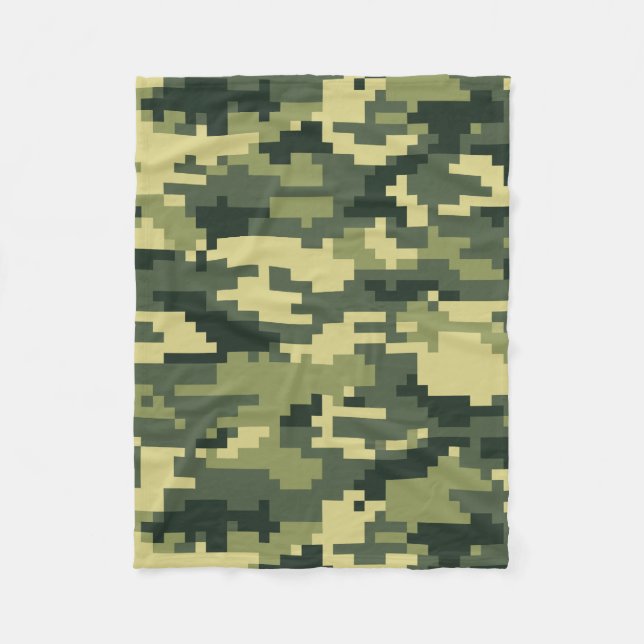 8 Bitspixel Digital Woodland Kamouflage / Kamoufla Fleecefilt (Framsidan)