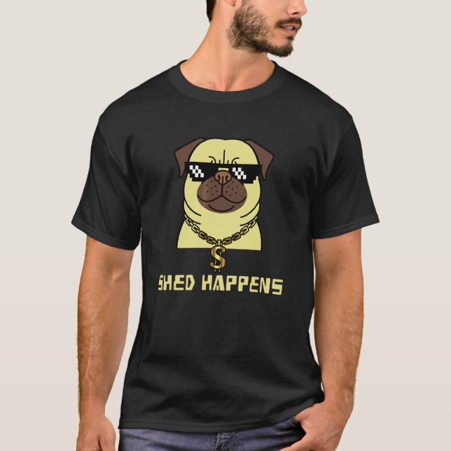 8 Bitspixelerad Nft Mops Hundhage Händer Pun T Shirt (Framsida)