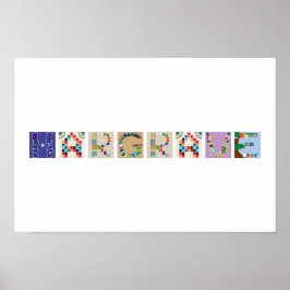 8-bokstavers namn Brädspel Alfabet Poster