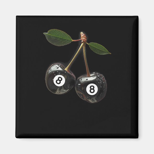 8 Boll Bassäng Billiards Player Cherries Magnet (Framsidan)