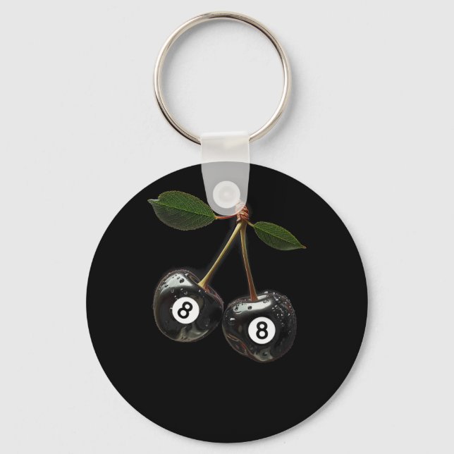 8 Boll Bassäng Billiards Player Cherries Nyckelring (Framsida)