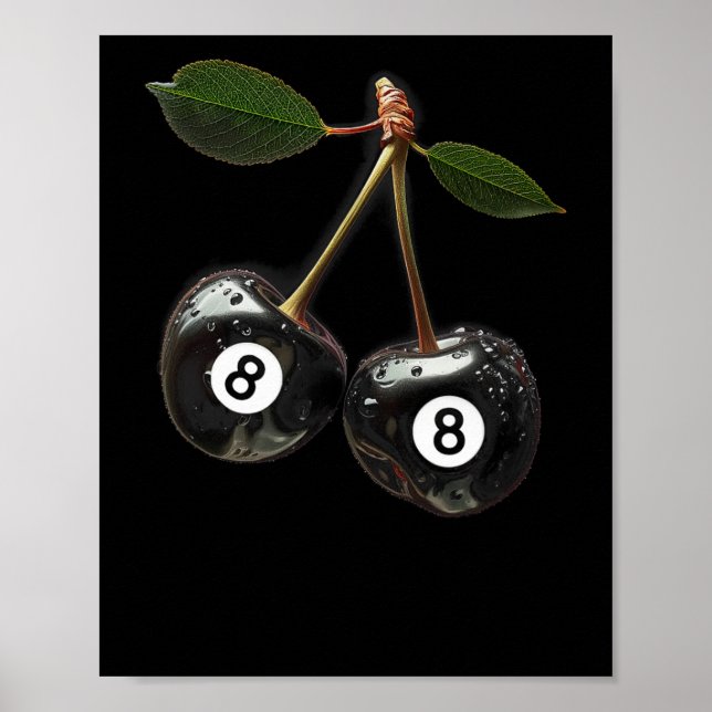 8 Boll Bassäng Billiards Player Cherries Poster (Framsidan)