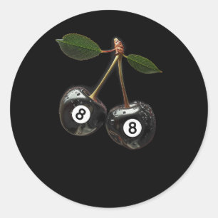 8 Boll Bassäng Billiards Player Cherries Runt Klistermärke