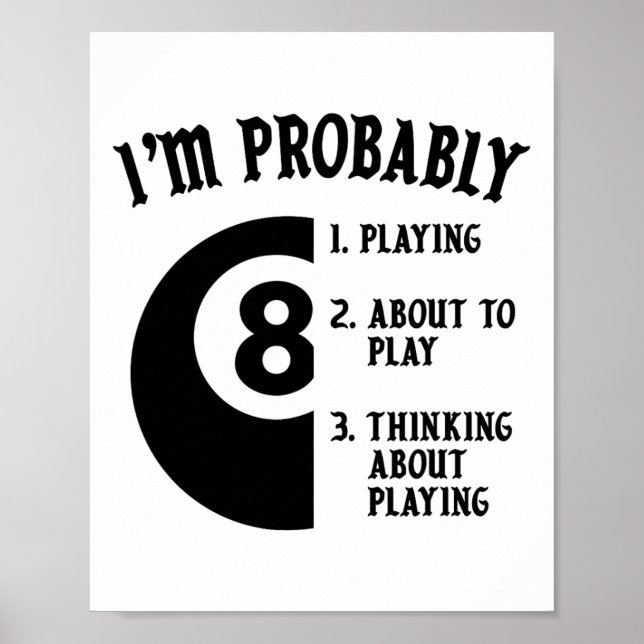 8-boll Bassäng Player Billiards Novelty Gift Poster (Framsidan)