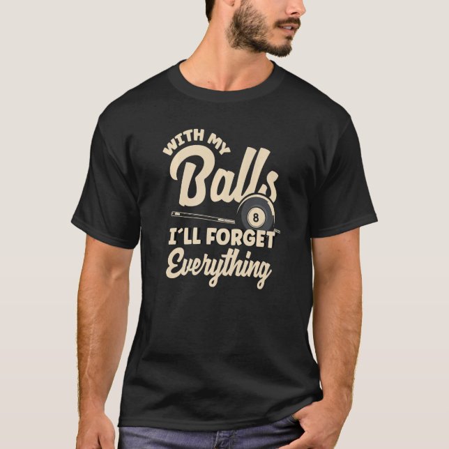8 Boll Billiard Player Bassäng T Shirt (Framsida)