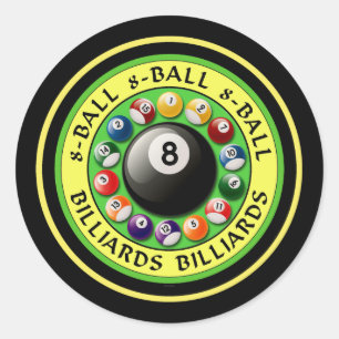 8-BOLL-BILLIARDER RUNT KLISTERMÄRKE