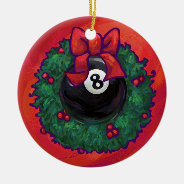 8 Boll jul, Red Julgransprydnad Keramik (Framsidan)