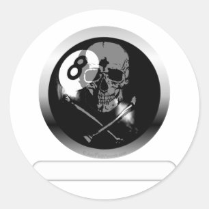 8 Boll Skull och korsben Runt Klistermärke