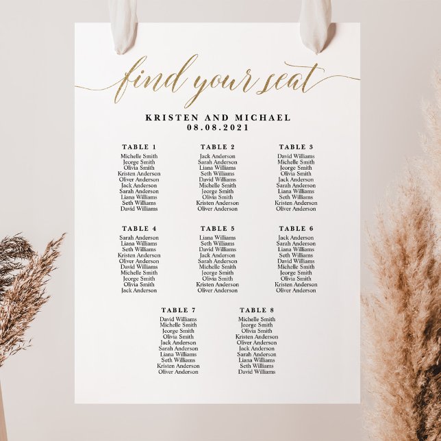 8 Bord 80 gäster hittar ditt sittplatsschema Poster (Skapare uppladdad)