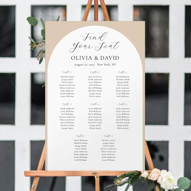 8 Bord Beige Arch Hitta ditt sittplatsschema Poster (Skapare uppladdad)