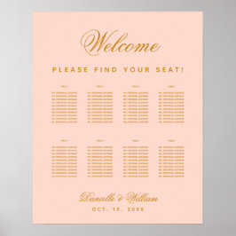 8 Bord Blush Enkel Rosa Bordplacering Bröllop Poster