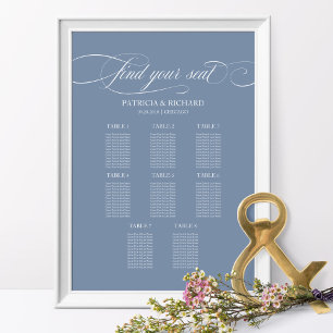 8 Bord Bröllop Sittplatsdiagram Dusty Blue Poster