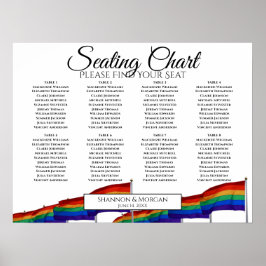 8 Bord Bröllop, sittplatsplan Gay Rainbow Flaggor Poster